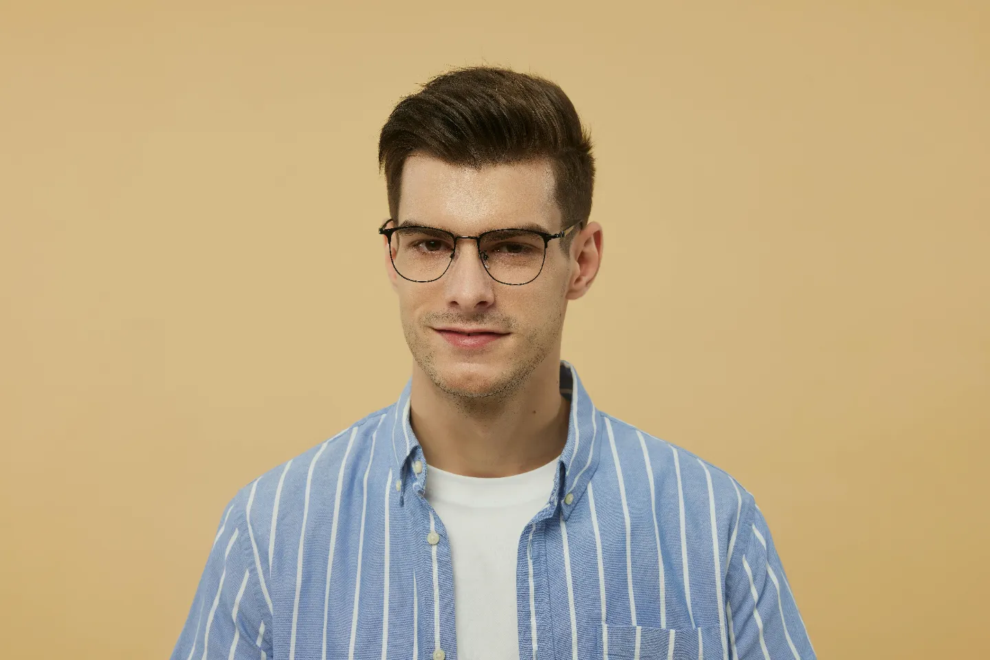 man wearing eyeglass